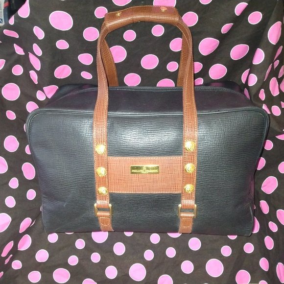 ❤️2 PHILLIPE CHARRIOL France Black/Brown Pebble Leather Doctors Bag Speedy Purse - Picture 2 of 13